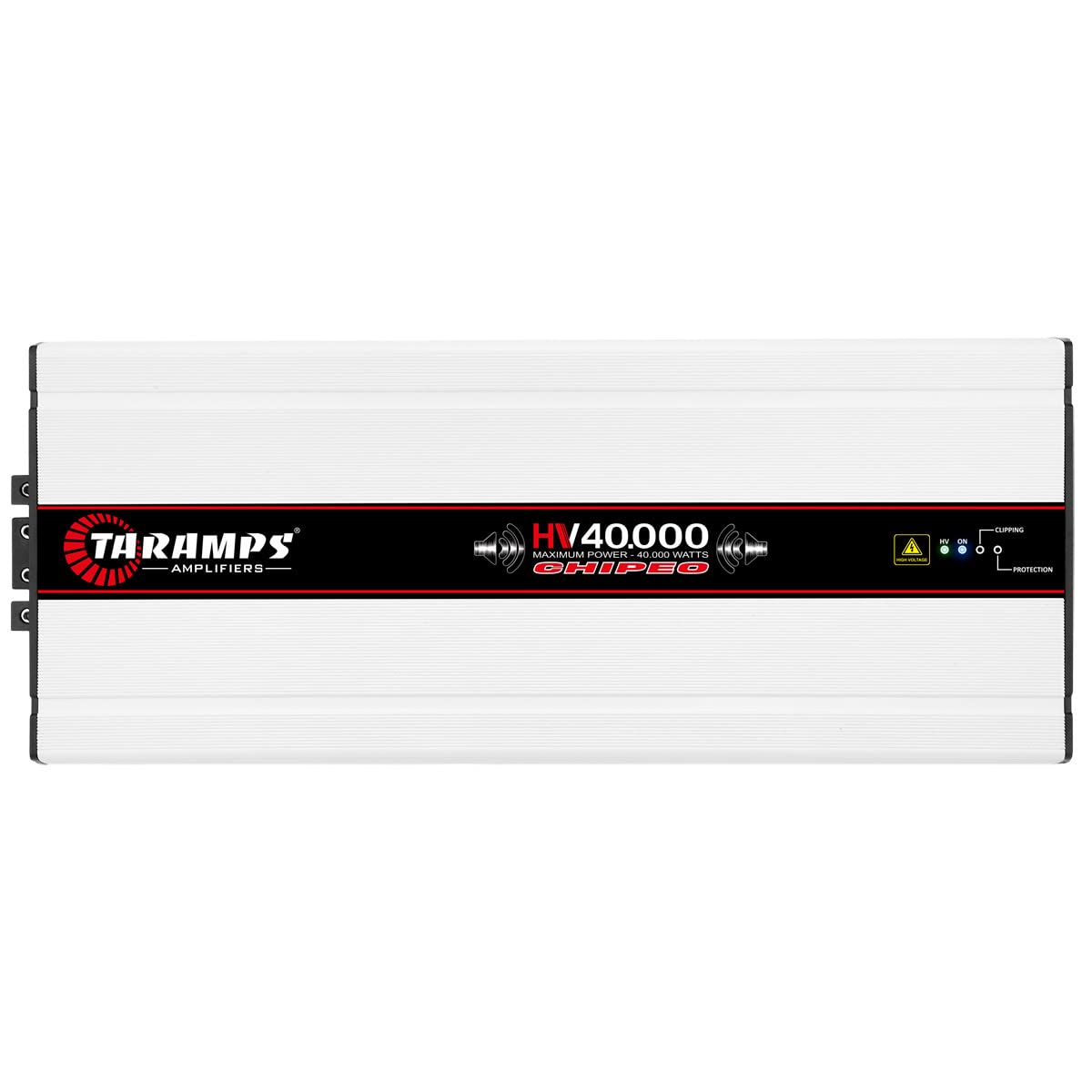 Taramps HV 40000 Chipeo High Voltage Amplifier 0.5 Ohm 40000 Watts Rms 1 Channel with 18 batteries 227VDC Output Power Monoblock Car Audio Amp Class D