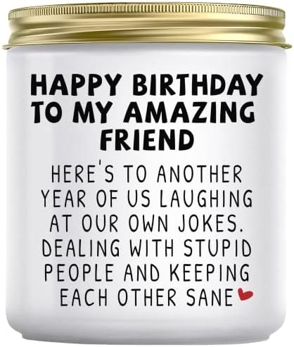 Happy Birthday Gifts for Women – Funny Best Friend Friendship Gifts for Women Friends, Birthday Gifts for Best Friend Bestie BFF Coworker Classmate Women, Lavender Candle Gifts