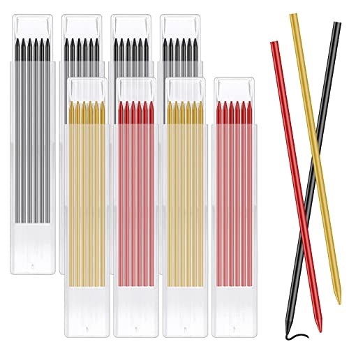 48 Stück Bleistiftminen für Zimmermannsbleistift, Tischler Bleistift Ersatzminen, 2.8 mm Bleistift Ersatz, Solide Tieflochmarker Bleistift Ersatzminen für Architekt Zeichnen(Gelb Rot Schwarz)