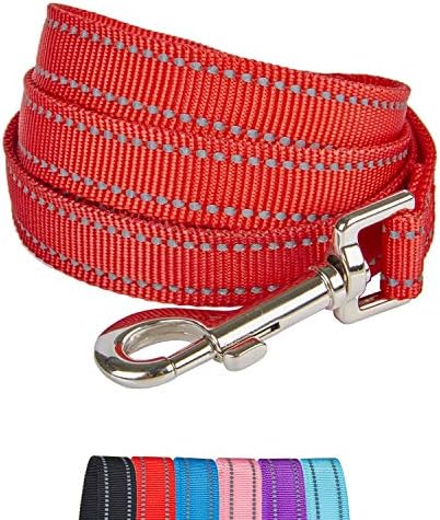 YUDOTE Strong Nylon Dog Lead,Reflective Dog Leash with Soft Comfy Padded Loop Handle,Handy D Ring and Buckle for Daily Walking with Medium Dogs,Pink