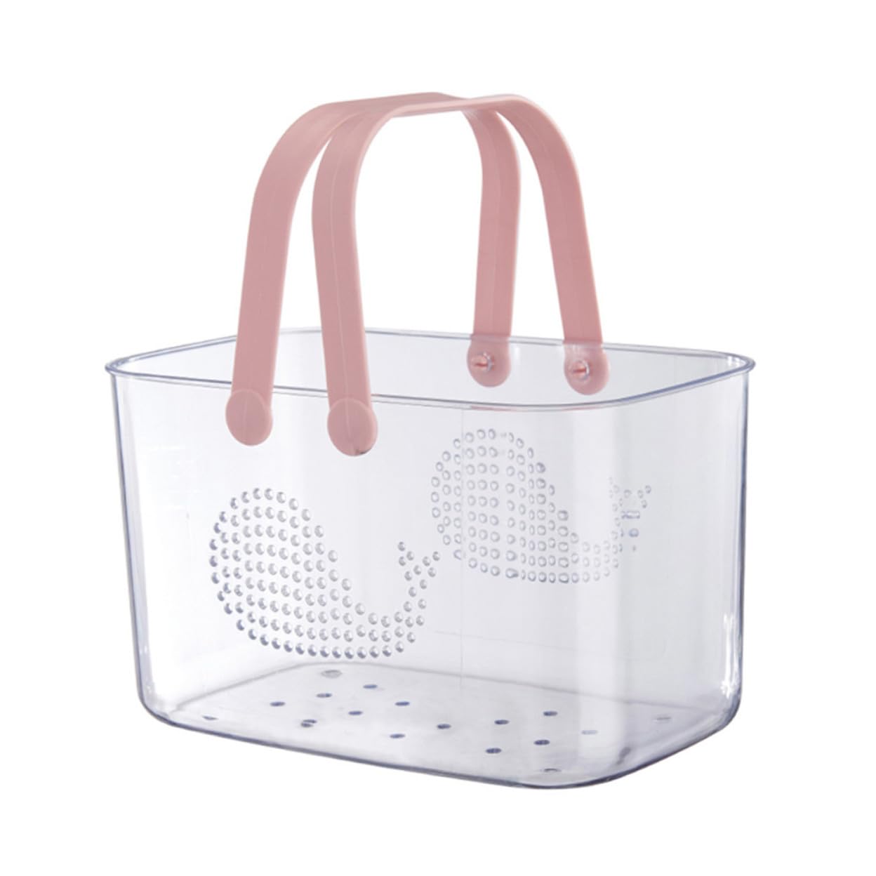 Panier plastique transparent avec anse pour rangement portable à drainage rapide