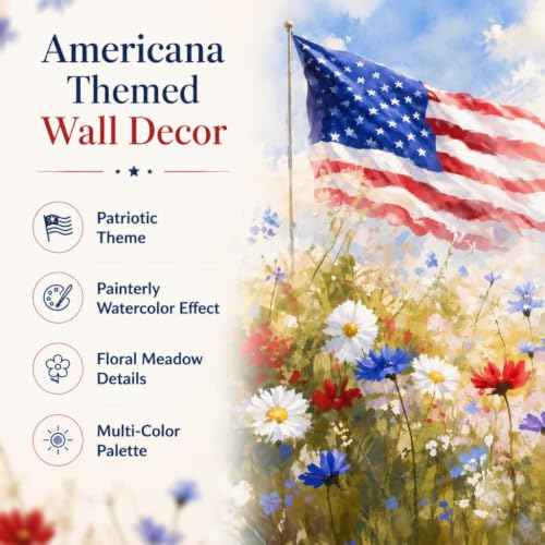 Image of Americana Flag Canvas Print Picture Wall Art for Home Decor