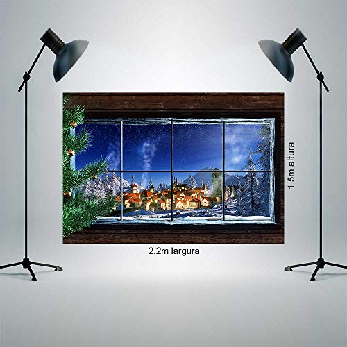 Painel fotográfico tecido janela natalina 2.2x1.5mp1743