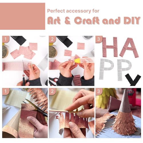 Image of PartyWoo Crepe Paper Streamers 6 Rolls 492ft, Pack of Crepe Paper Rose Gold Streamers Decorations, Crepe Paper for Birthday Decorations, Party Decorations, Wedding Decorations (1.8 in x 82 Ft /Roll)
