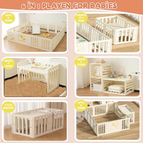Image of Playpen for Babies Up to 5 Years with Balls 16 Panel Baby Playpen with Safety Gate, Kids Play Area Indoor Setup, Play Yard Fence for Toddlers,Children (Beige, 14 Panel)