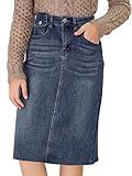 Allegra K Women's Casual Jean Skirt High Waist Back Vent Short Denim Skirts X-Large Blue