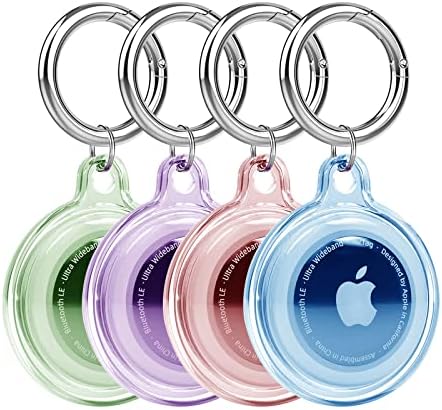 Waterproof Airtag Holder Case Clear,Airtag Dog Collar Holder Case,Airtag Keychain Accessories,Soft TPU Full Protecive Airtag Case GPS Tracker for Luggage/Keys/Cat&Dog Collar-4 Packs