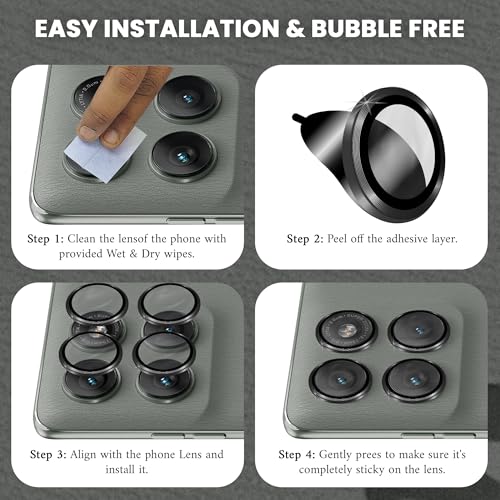 Image of ArmourPro Camera Rings Tempered Glass for Motorola Edge 60 Pro, Tough HD Individual Aluminum Alloy Rings 9H Camera Cover, Scratch-Resistant,Camera Lens Protection| Black, 1 Pack