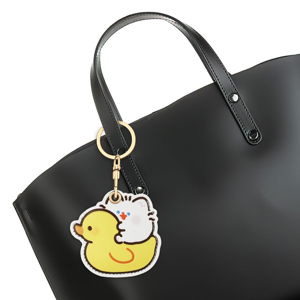 AXFEE 360° Protective Case for Air-Tag, Cartoon Duck Leather Air Tag Keyring Case for A-pple Air-tag, Holder Case for Air-Tags, Air-tags Holder Protective case, Decorations for Key, Bag, Pet — view 6