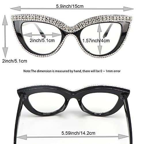 Fuprecious Cat Eye Reading Glasses Bling Rhinestone Magnified Blue Light Blocking Reader Glasses thumb #3