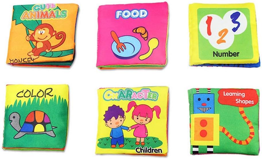 6pcs Baby's First Cloth Book Set Soft Fabric Book Early Educational Preschool Learning Book for Little Kids for Kids