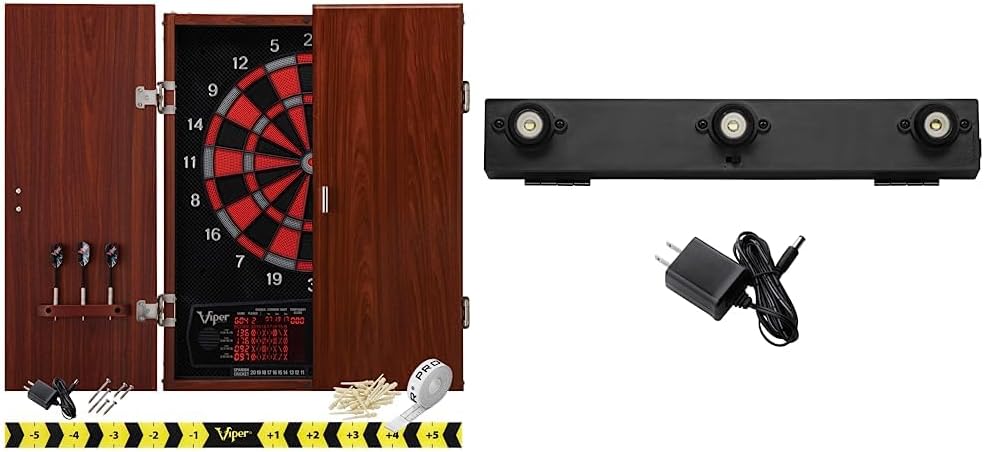 Viper Neptune Electronic Dartboard Cabinet Combo + Viper Shadow Buster Dartboard Cabinet Mounted Display Light