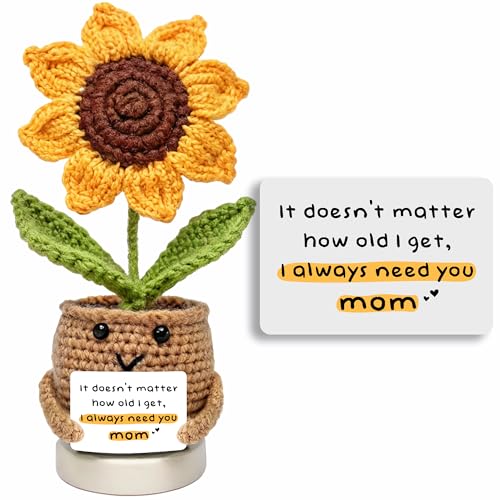 GOOLERY Gifts for Mom from Daughter, Son for Mom, Wife, Women - Moms Birthday Gift Ideas, Birthday Gifts for Moms, Mothers - Best mom Crochet Gift, Positive Crochet Sunflower Handmade