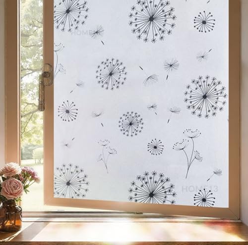 Image of HOME13 Window Privacy Film Frosted Glass Film Decorative Window Sticker Removable Window Film Home Office Privacy Film Window Coverings (White Snow, 1 Feet by 6 Feet)