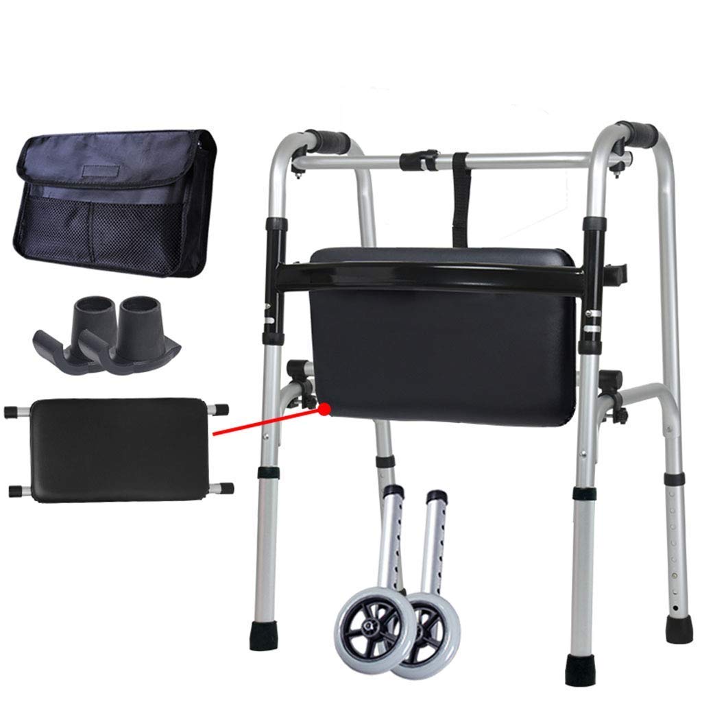 QHYTL Rollator do rehabilitacji na stojąco Chodzik na kółkach Osoba niepełnosprawna Rama poręczy Stop aluminium Lekki składany Antypoślizgowy rehabilitacyjny sprzęt treningowy Kula Interesting