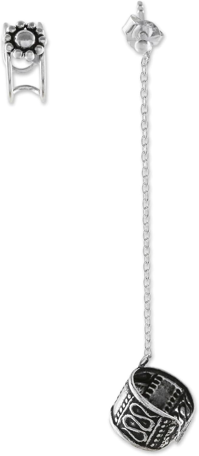 NOVICA No Stone .925 Sterling Silver Earrings 'Sweet Strength'