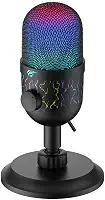 Havit Microfone Gamer GK52 USB, Para Gravação e Streaming, Iluminação RGB, Captação Cardióide, 48 KHz / 16 Bits, Botões de Volume e Mute, Preto