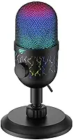 Havit Microfone Gamer GK52 USB, Para Gravação e Streaming, Iluminação RGB, Captação Cardióide, 48 KHz / 16 Bits, Botões de Volume e Mute, Preto