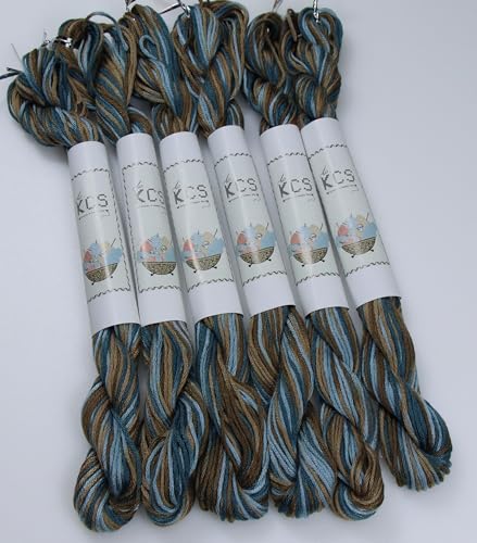 Image of KCS Big skeins of 25 Meters Size 25 Color Variegated Cross Stitch Stranded Threads,6 skeins,4515