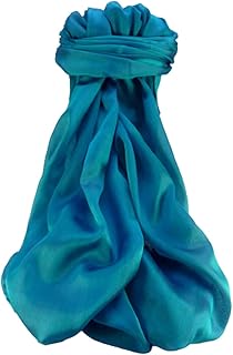 Pashmina & Silk Varanasi 100% Silk Long Scarf Heritage Range Kavita Blue