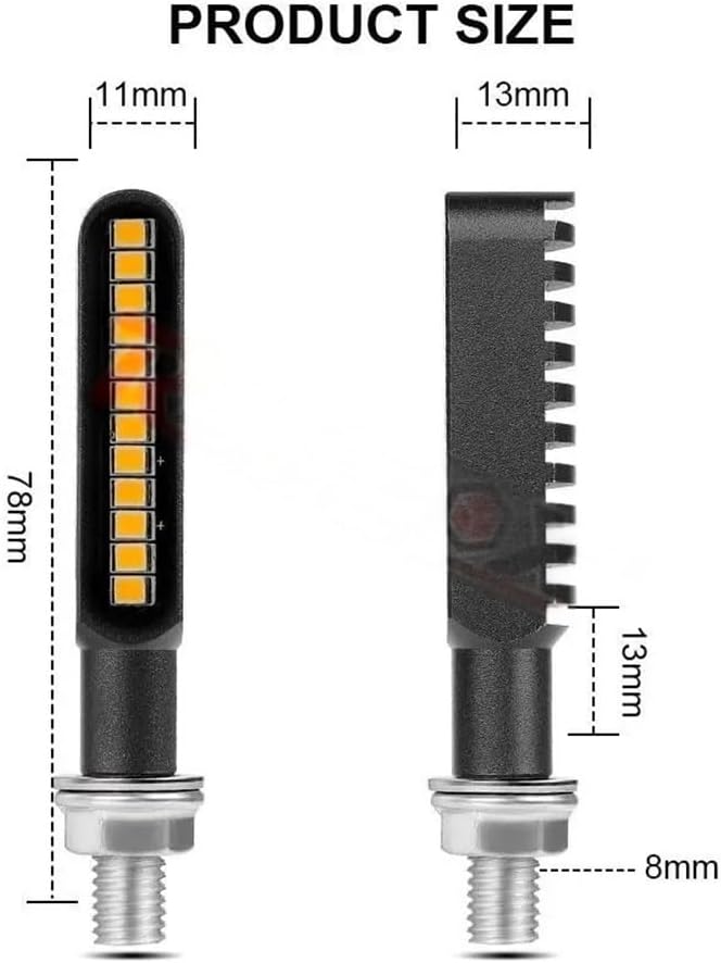 オートバイの方向指示灯 8mm オートバイ 導かれた ウィンカー インジケーター ライト 流れる点滅ウインカー 12V 2線