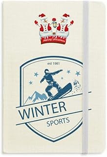 Caderno de inverno com ilustração de montanha da neve e boneco de neve, capa dura grossa