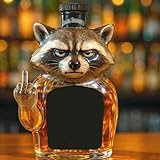Dekanter, 300 ml 3D-Whisky-Weinflasche mit Waschbär-Mittelfinger, lustiges Tiermotiv, leere Weinkaraffe, Dekoration for die Hausbar, Scherzgeschenk(C)