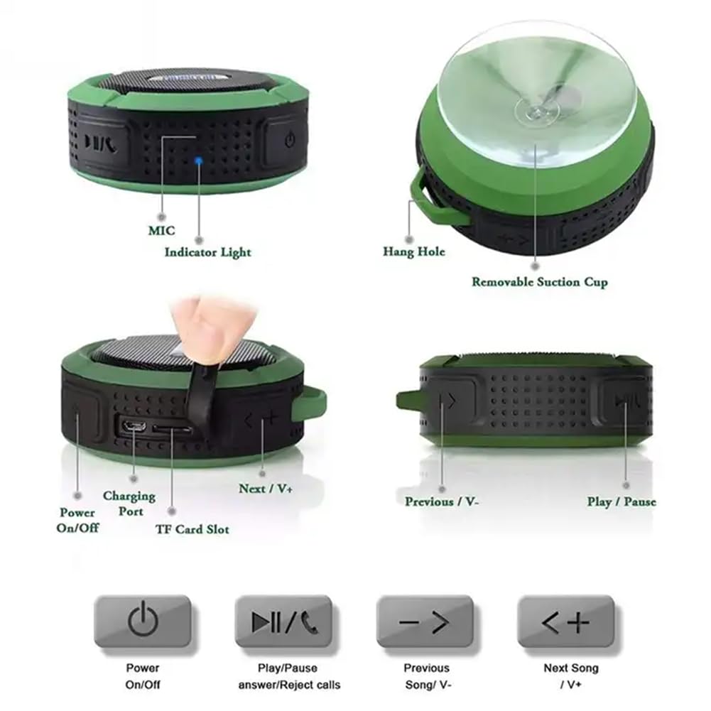 Altoparlante Bluetooth, Mini Altoparlante Da Doccia, Subwoofer Portatile Impermeabile IP65, Con Ventosa, Collegamento Automatico Della Memoria, Per Sport All'aria Aperta, Escursionismo, Campeggio