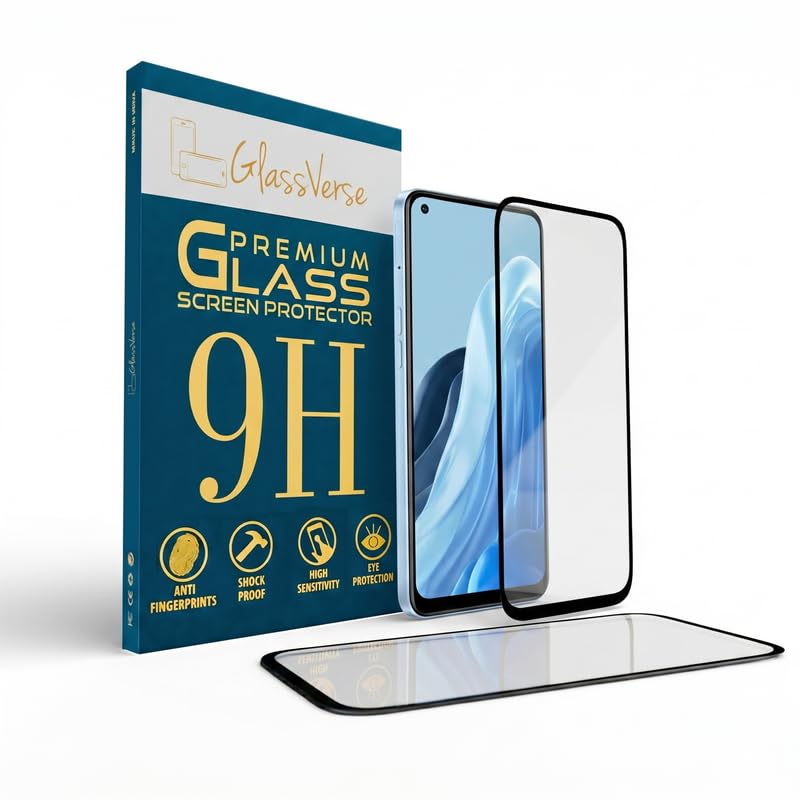 Image of GlassVerse SuperD Oleophobic Tempered Glass For Oppo Reno 7 5G (Pack Of 2) with Free Installation Kit Full screen Coverage Free Replacement If Received Damaged - 6.43 inch