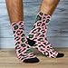 Pink and Green Leopard Print Fashion womens crew socks running athletic wicking black socks for (2-Pair)