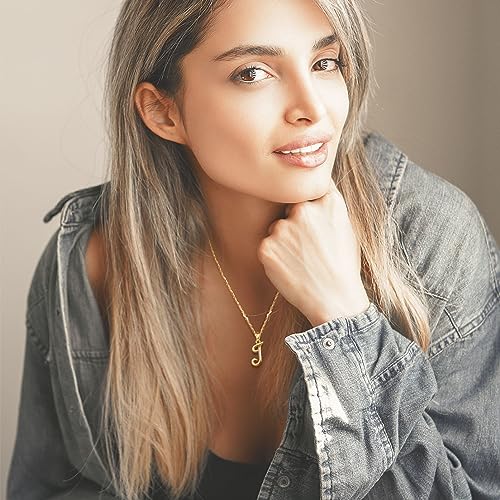 EUDORA 18K Gold Plated Sterling Silver J Initial Necklaces for Women, Gold Dainty Classic 26 Letter J Pendant Monogram Necklace Jewelry Birthday Mothers Day Gifts for Women Mom,18inch Chain - Thumbnail 6