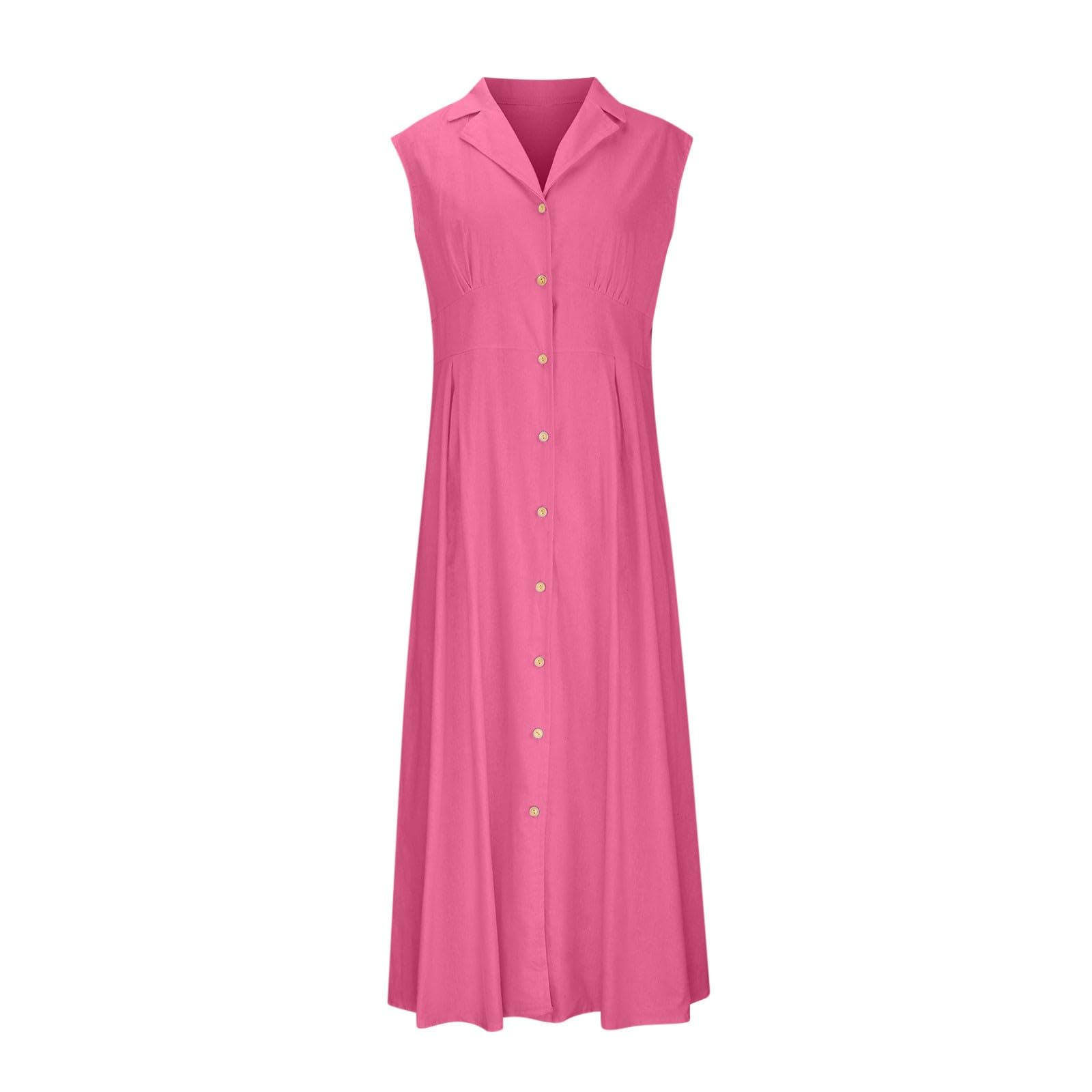 LYGBAOFUL Letnia sukienka Sukienka damska Casual Sukienka damska z długim zapięciem na guziki na co dzień Wakacje - Elegancka Wygodna odzież letnia Stylowa Można łączyć z dodatkami