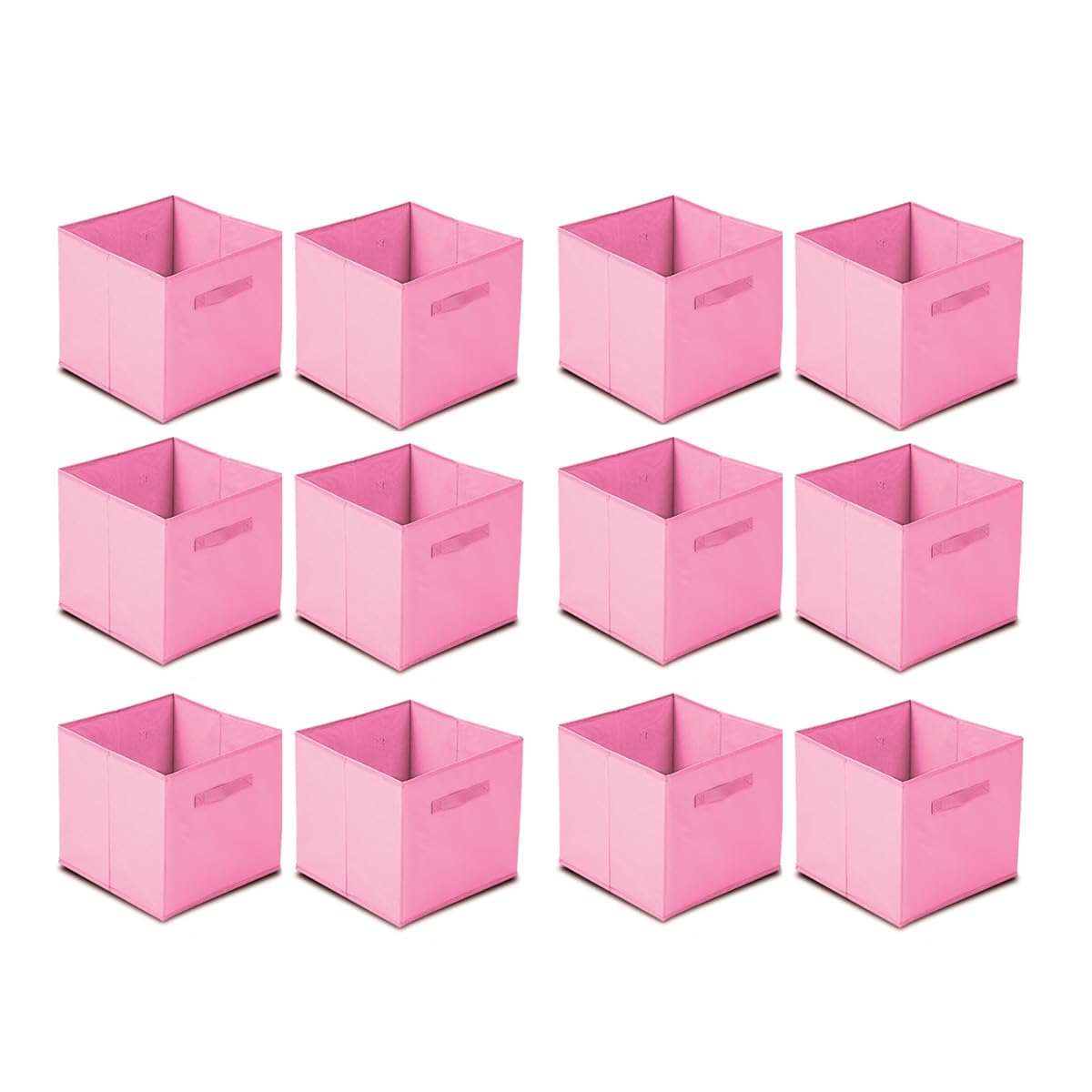 Organisateurs pour vêtements et jouets en lot de 12 cubes de rangement pliables 31 cm rose