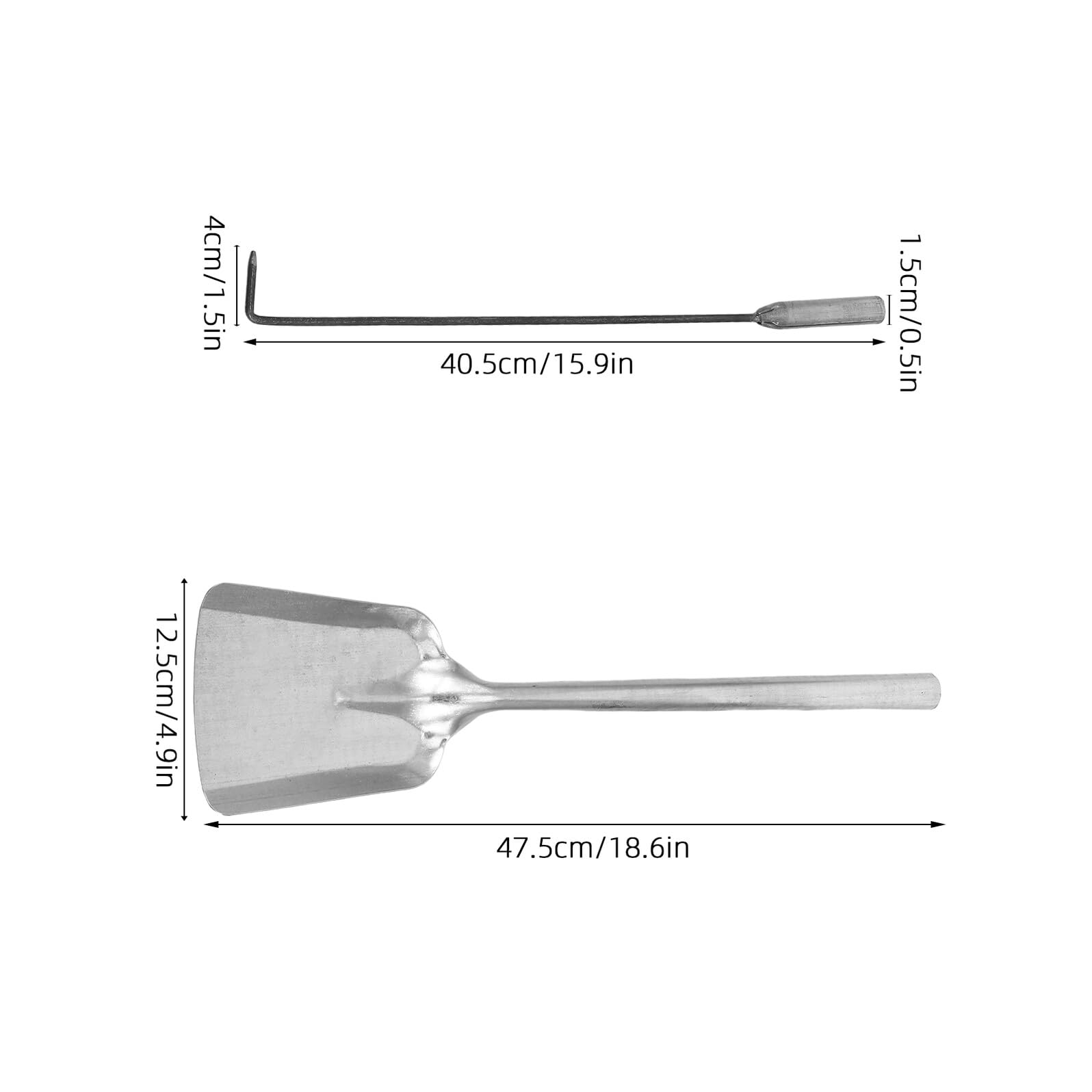Set Attrezzi per Caminetto 4 Pezzi in Ferro Robusto con Pala Cenere e Pinze Pesanti Attizzatoio per Stufa a Legna con Impugnature Ergonomiche per Focolare Domestico e Uso