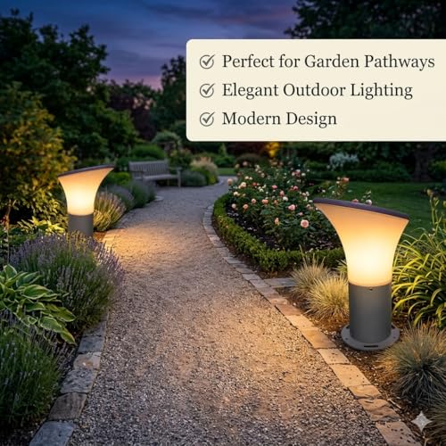 Image of SINOMAN Modern Gate Light Outdoor Waterproof Post Lamp with Wide Glow Design Decorative Fence and Entrance Lighting for Home, Villa, or Garden (PVC) (Pack of 2) (Without Bulb)