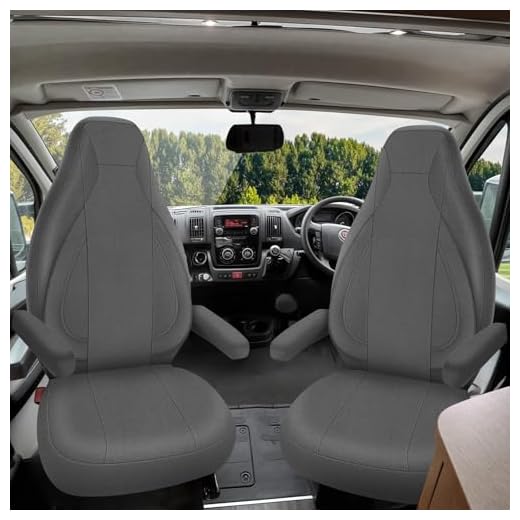 Auto Sitzbezüge für FIAT Ducato Citroen Jumper Peugeot Boxer PossL 2 Win Knaus Adria Carthago Pilote Laika Wohnmobil Schonbezüge Autositzbezüge, Grau