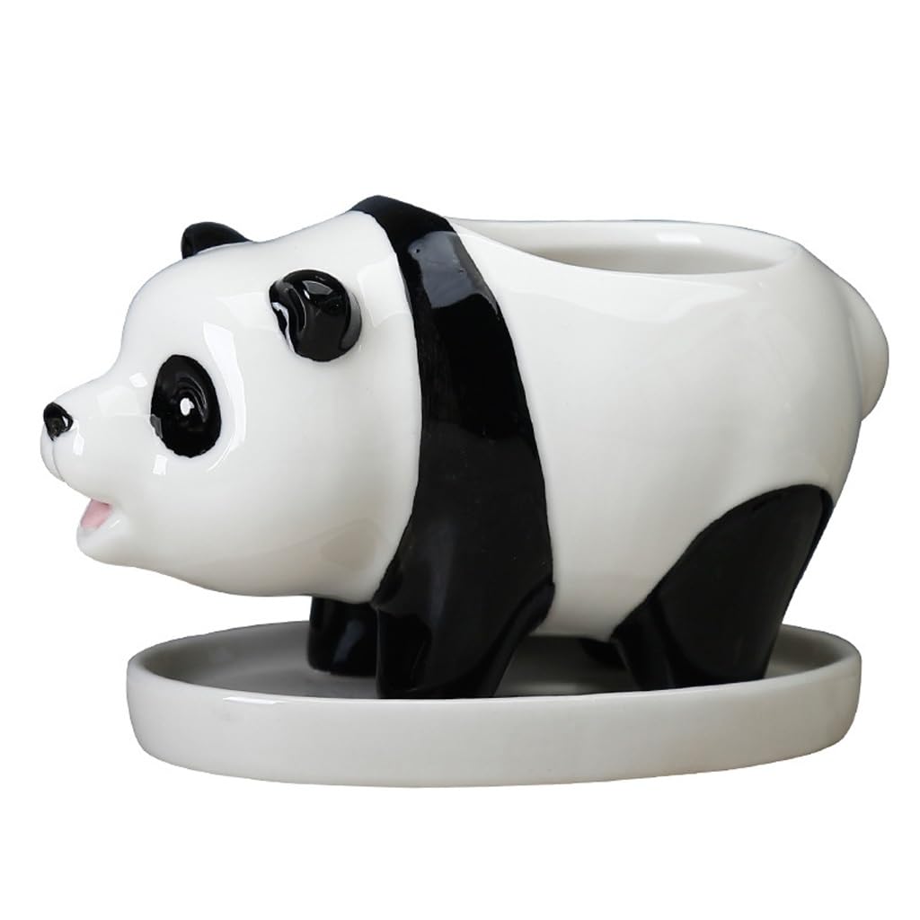 GELASIGE Flower Pots Panda Ceramic Flowerpot, Simple Creative Flowerpot, Home Decoration, Succulent Pot Decoration Outdoor Flower Pots(A)