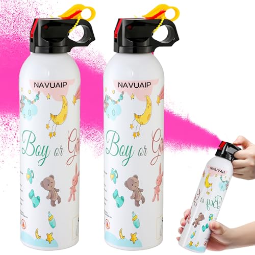 Large Gender Reveal Fire Extinguisher, Gender Reveal Color Smoke Powder Spray, 2 Pcs Pink Blaster Only for Baby Girl with Pink Smoke Suitable for Gender Reveal Party, 100% Biodegradable Party Supplies by Navuaip - Used condition - US$16.30