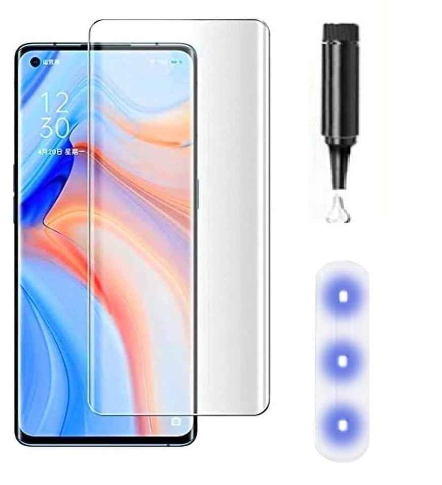 Image of MACLEN Ultra Premium HD Adavnced Glue UV Curved Tempered Glass for Oppo reno 4 Pro 5G | With HD clearity full curved edge protection and Installation Kit