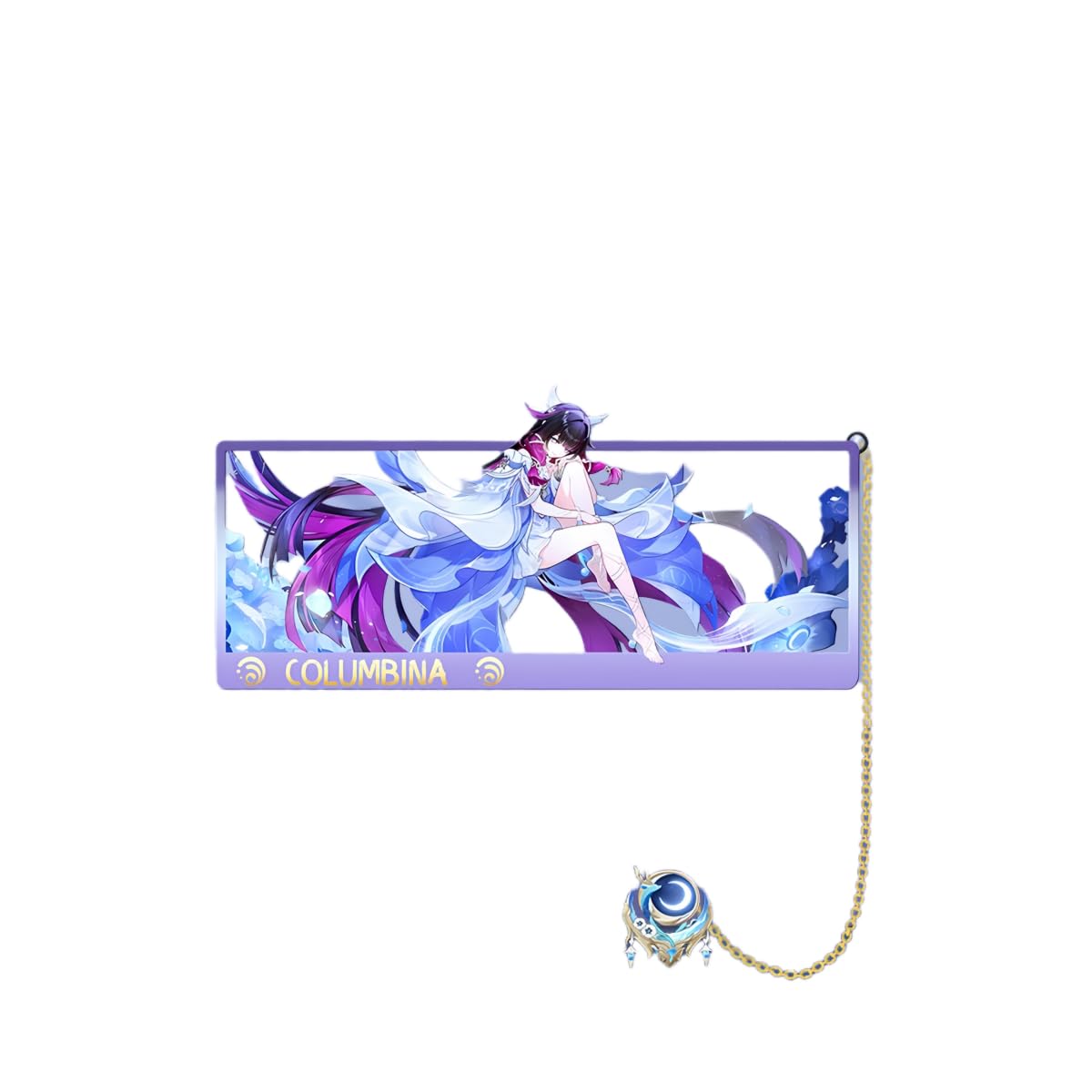 1PC Genshin Impact Natlan Characters Metal Bookmark Game Bookmark with Chain for Game Fans (Columbina1) — image 1