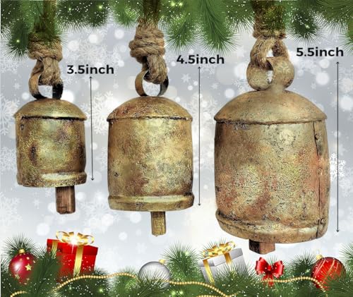 MAI-Set-of-3-Giant-Harmony-Metal-Cow-Bells-Huge-Vintage-Handmade-Rustic-Christmas-Hanging-Bells-on-Rope MAI Set of 3 Giant Harmony Metal Cow Bells Huge Vintage Handmade Rustic Christmas Hanging Bells on Rope