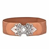Ancho 6cm. SAIBANGZI Sra. Mujeres  Todas Las Estaciones del Nudo De La Mariposa Elástico De La Cintura del Vestido del Vestido De La Moda De Ancho Cinturón De Elasticidad Novia Presente Brown 65-80Cm