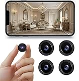 Caméra de surveillance sans fil mini 2026, Caméra de sécurité WiFi HD 1080P avec vision nocturne intérieur/extérieur pour bébé, animal de compagnie, compatible avec smartphone (Mini 4 pièce)