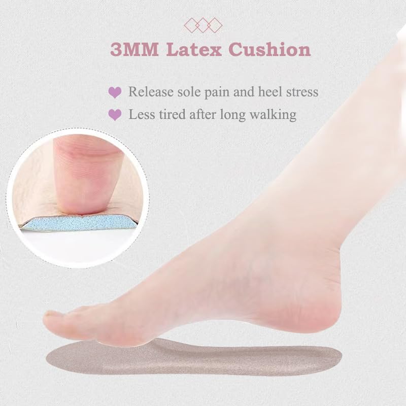 Image of Pigskin Leather Cushion Inserts for Women, Self-Adhesive Barefoot Cushioning Shoe Insoles for High Heels, Sandals, Dress Shoes and Flats, Sockless Shoe Liners Anti-Slip and Ultra-Absorbent, 1 Pair