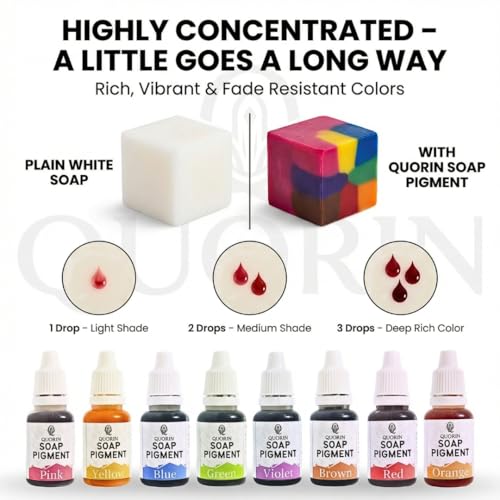 Image of DIY Soap Colouring Kit - 8 (15 ml) Liquid Colours for Melt & Pour Soaps - Safe, Easy to Use Pigments for Handmade Soap Making