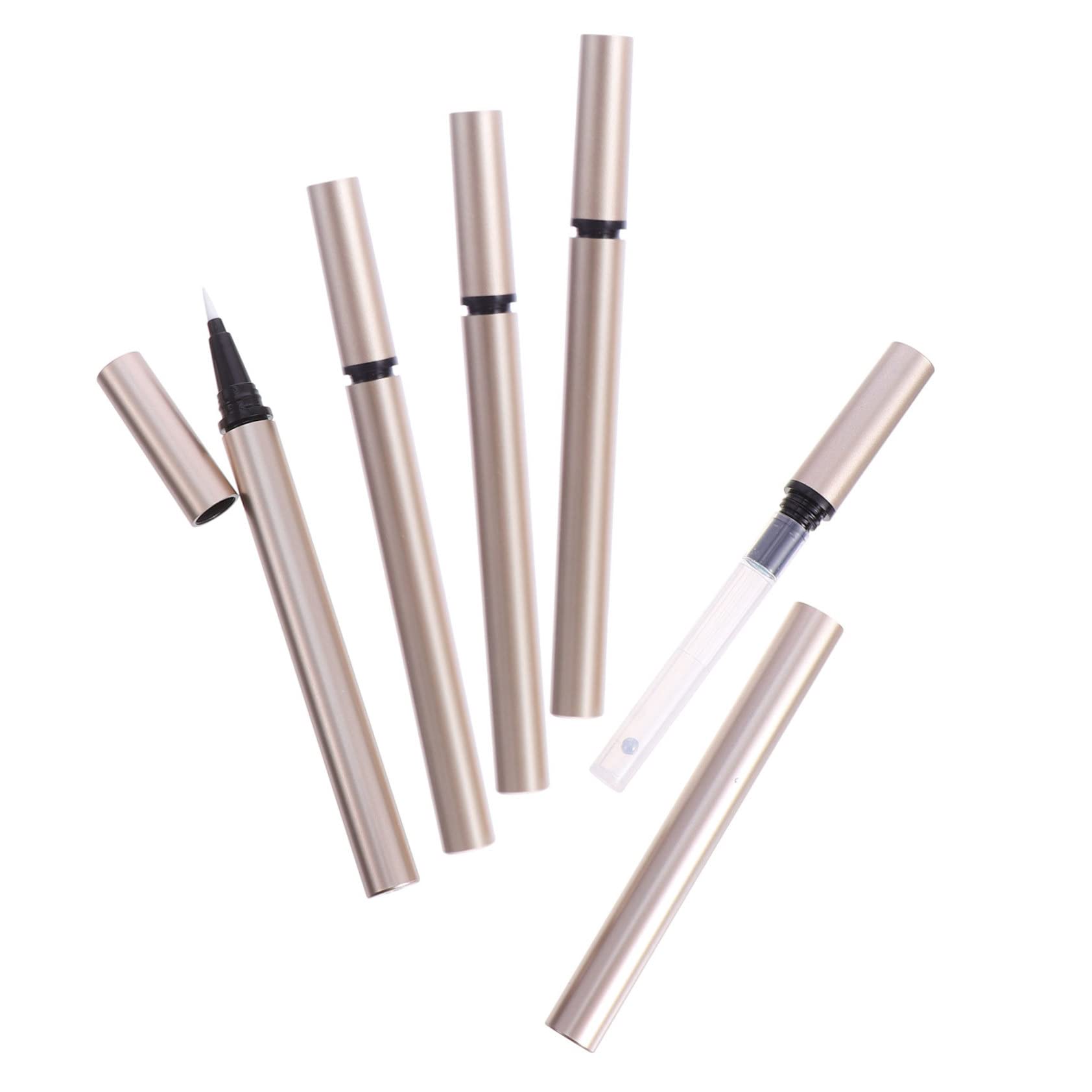 Tubetti Eyeliner Vuoti Ricaricabili in Plastica 5 Pezzi 1ml Colore Oro per Conservare Eyeliner o Olio Unghie per Negozi e Saloni Cosmetici