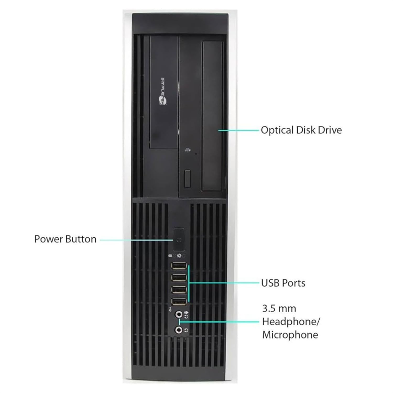 SIMPLETEK - Desktop-PC SFF | 16 GB RAM 2 TB SSD i7 | DVD-RW | Windows 11 Pro RS232 Seriell COM DP (Generalüberholt)