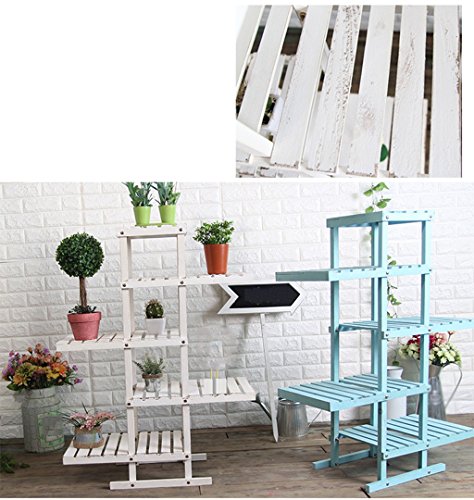 Preisvergleich Produktbild GLFZWJ Amerikanisches Blumenregal, 4 Tier-Regal Mit Großer Kapazität Wohnzimmer Regalleiter Regale, Café Bar Rahmen Crafts Anzeige Regal, 30 * 76 * 99cm (Color : White)