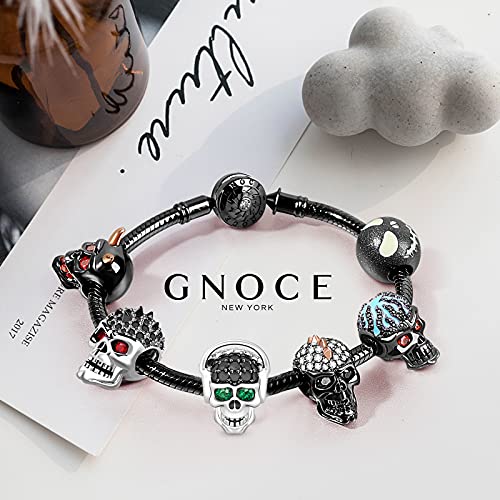 Image of GNOCE Skull Pendant Charm Silver Dangle Charms Bead fit Bracelet /Necklace Jewelry Gift for Women Men