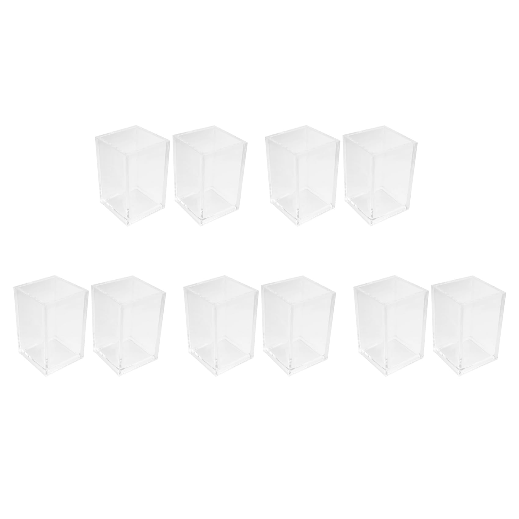 Jnchdghwa Acrylic Pen Holder 10 Pack,Clear Desktop Pencil Cup Stationery Organizer for Desk Accessory